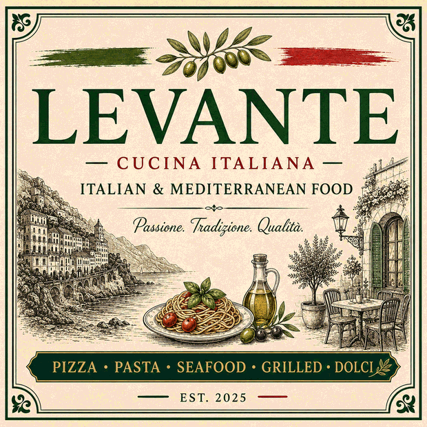 Levante Italian and Mediterranean trattoria logo — Cucina Italiana